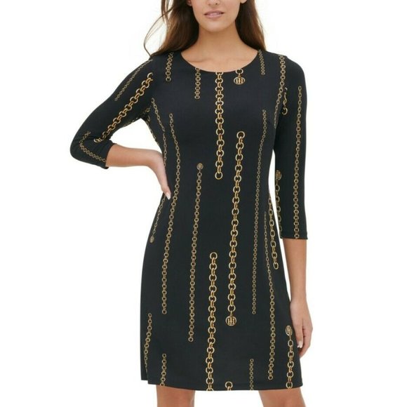 Tommy Hilfiger Dresses & Skirts - TOMMY HILFIGER Womens Black Long Sleeve Shift Dres